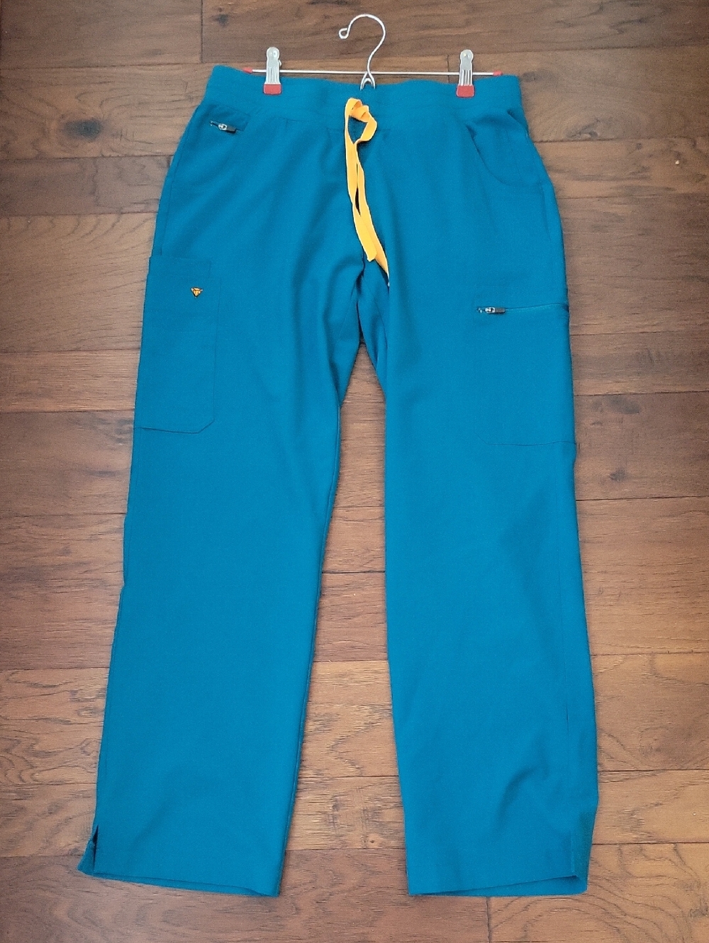 Women’s Poppy Teal Scrub Pants with Yellow Drawstring